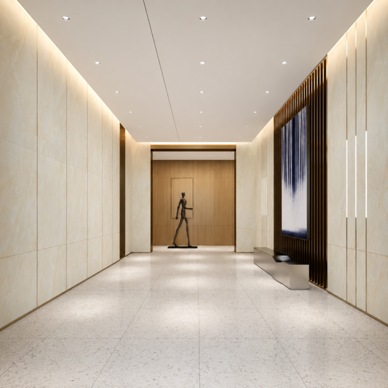 Recessed LED spotlight application in modern interior project