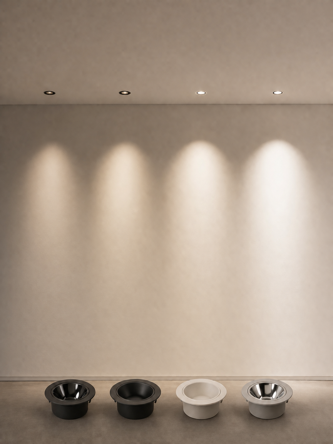 Anti-glare LED downlight beam effect for residential lighting