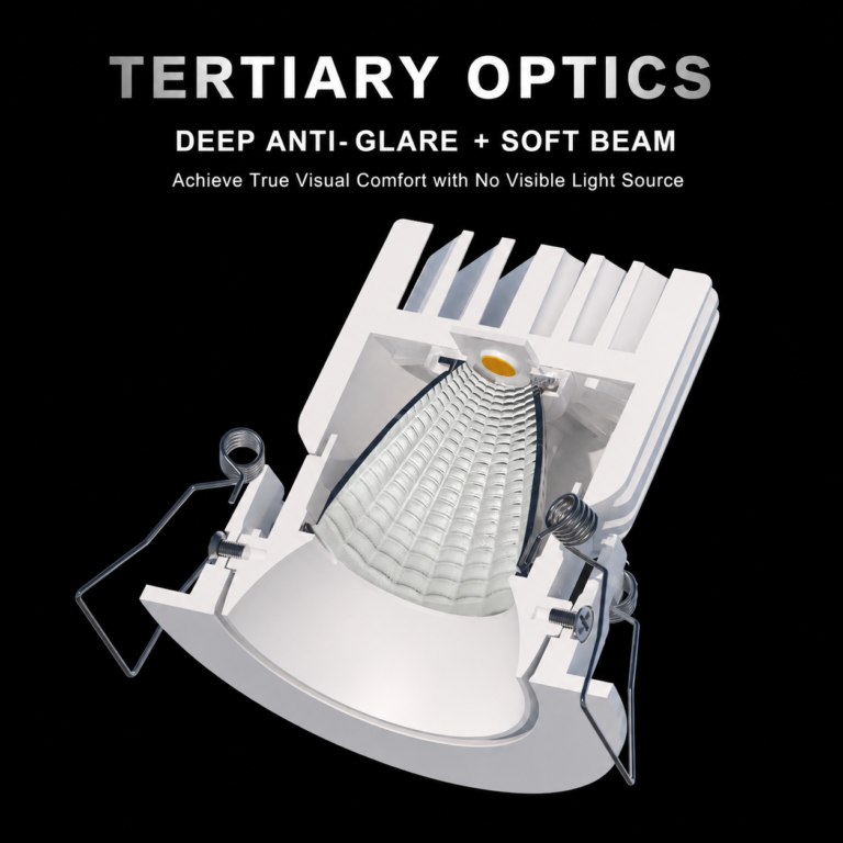 Soft beam deep anti-glare LED spotlight FSE-SP-OCBL housing detail