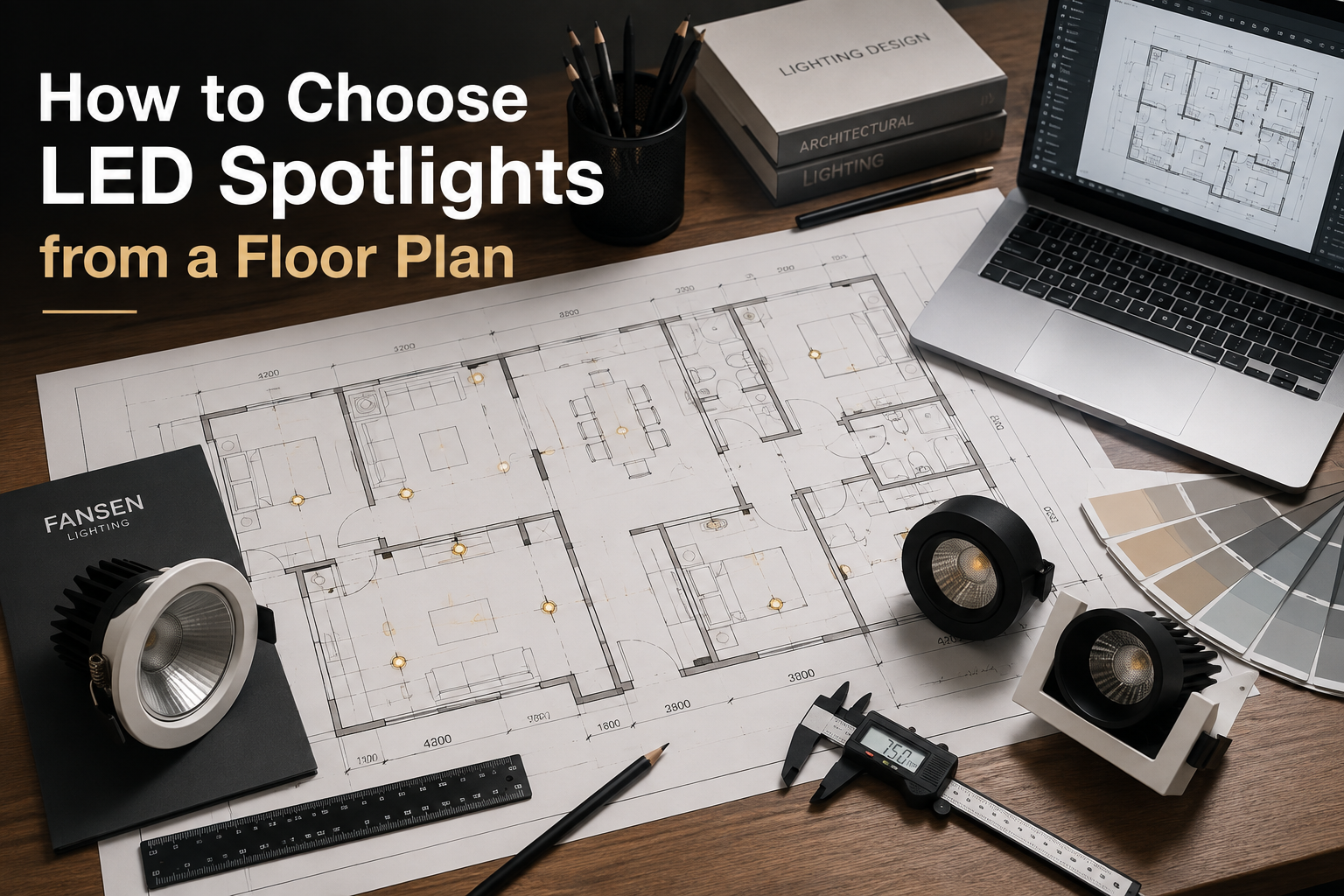 LED spotlight selection from a lighting floor plan