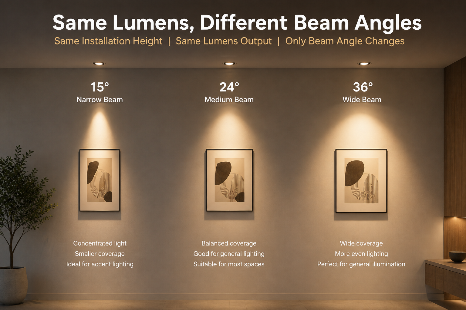 LED downlight beam angle comparison for lighting projects