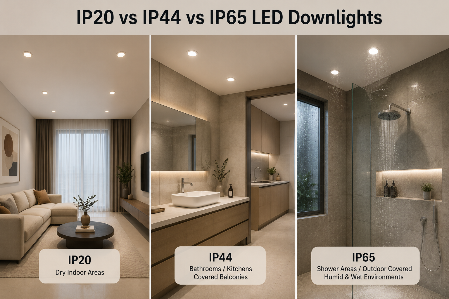 Recessed and surface-mounted LED downlights comparison